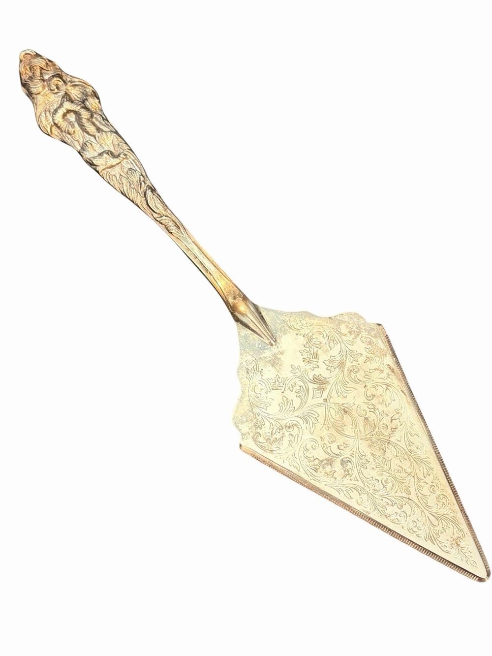 Eales 1779 Cake/Pie Server Silverplate Floral Pattern Engraved Italy